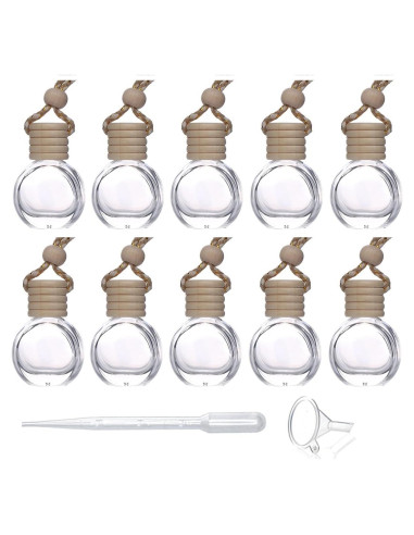 10 Botellas de Perfume Colgantes 8ml USRommaner con Tapa de Madera