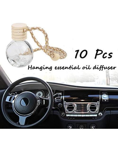 10 Botellas de Perfume Colgantes 8ml USRommaner con Tapa de Madera