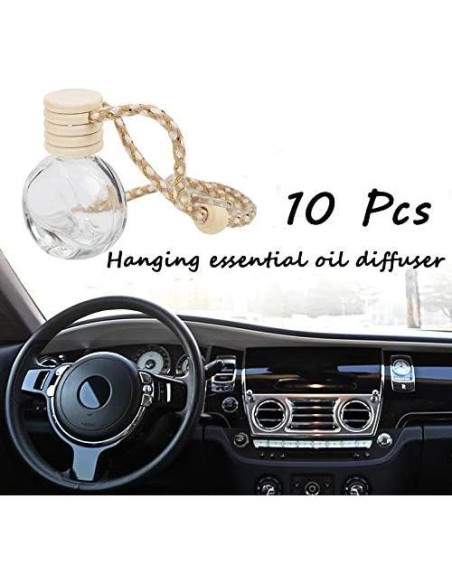 10 Botellas de Perfume Colgantes 8ml USRommaner con Tapa de Madera