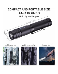 Linterna Recargable USB-C 2000 Lúmenes 5 Modos Compacta 2