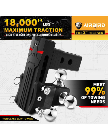 Enganche de Remolque Ajustable Airbird 5" con Pasador Antirrobo