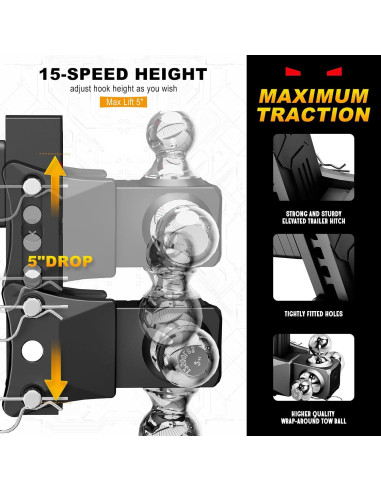 Enganche de Remolque Ajustable Airbird 5" con Pasador Antirrobo