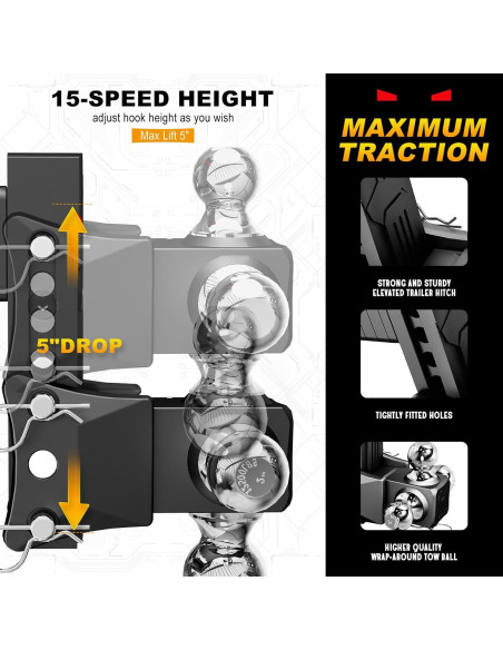 Enganche de Remolque Ajustable Airbird 5" con Pasador Antirrobo