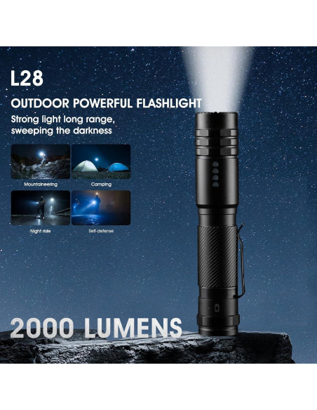 Linterna Recargable USB-C 2000 Lúmenes 5 Modos Compacta Linterna Recargable USB-C 2000 Lúmenes 5 Modos Compacta