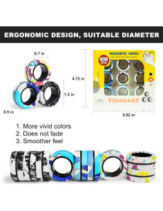 Paquete de 9 Anillos Magnéticos Antiestrés YISHIDANY 2