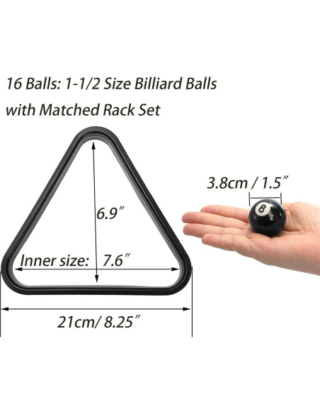 Juego de Bolas de Billar Mini TOPZEA 3.81 cm con Rack