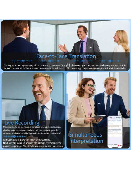 Audífonos Traductores IA Bluetooth 5.4 Livemon 144 Idiomas