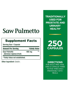 Saw Palmetto Nature's Bounty 450mg 250 Cápsulas Salud Prostática 2