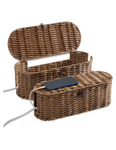 Caja Organizadora de Cables FairyHaus 2Pack Marrón Tejida