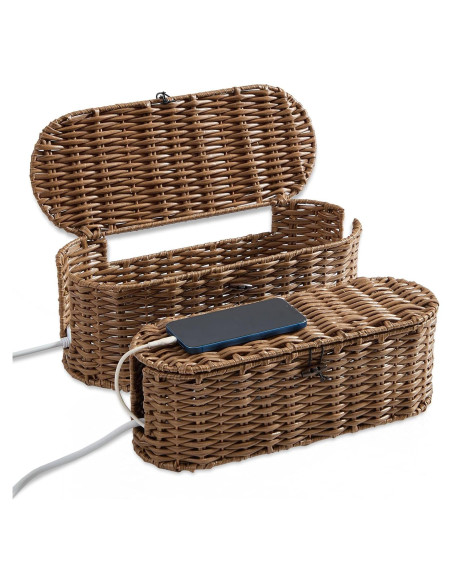 Caja Organizadora de Cables FairyHaus 2Pack Marrón Tejida