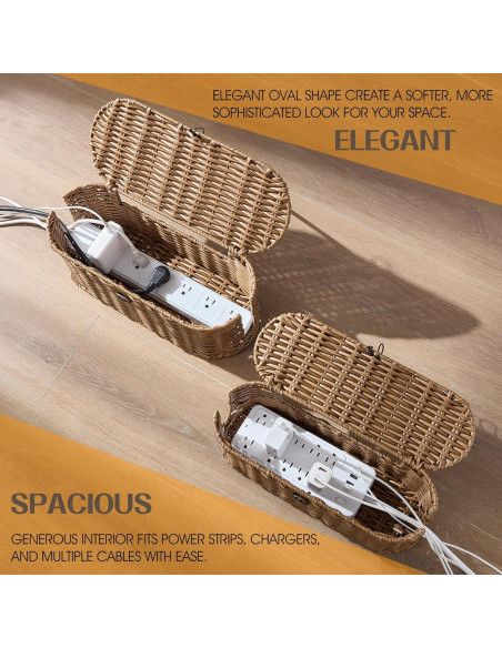 Caja Organizadora de Cables FairyHaus 2Pack Marrón Tejida