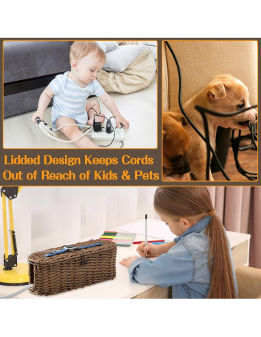 Caja Organizadora de Cables FairyHaus 2Pack Marrón Tejida