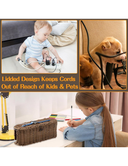 Caja Organizadora de Cables FairyHaus 2Pack Marrón Tejida