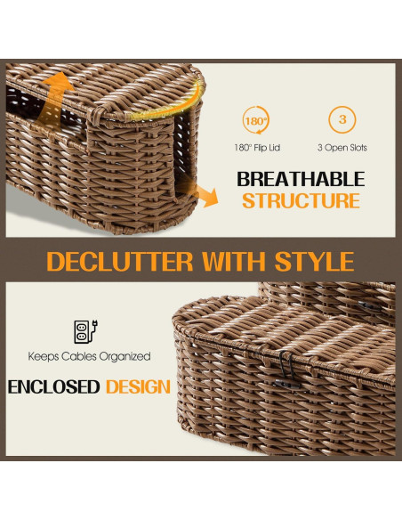 Caja Organizadora de Cables FairyHaus 2Pack Marrón Tejida