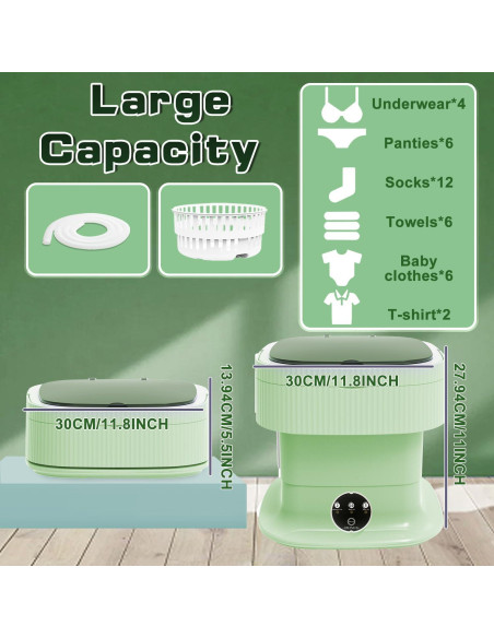 Lavadora Portátil YLTIMER 14L Plegable Compacta Verde