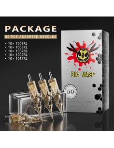 Agujas de Tatuaje Desechables BIGWASP 50pcs Cartuchos 3ra Gen 2