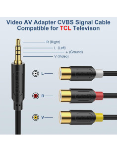 Adaptador AV 3 RCA a 3.5 mm J&D 19.81 cm para TV TCL 2