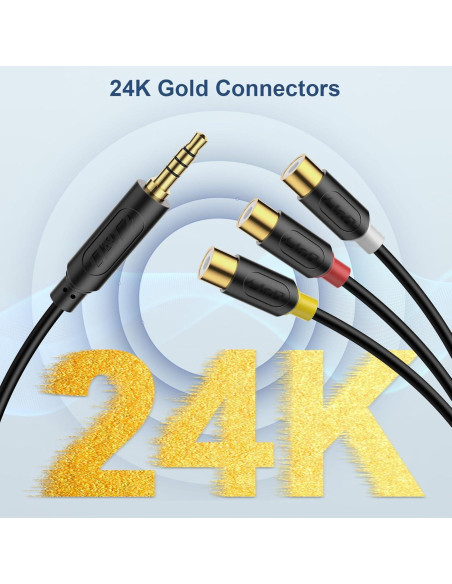 Adaptador AV 3 RCA a 3.5 mm J&D 19.81 cm para TV TCL