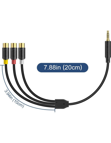 Adaptador AV 3 RCA a 3.5 mm J&D 19.81 cm para TV TCL
