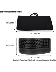 Funda de Viaje Neopreno para Teclado Logitech Wave 50x28cm 2