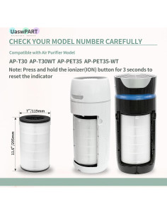 Filtro de Reemplazo UaswPART AP-PET35FL para Purificador HoMedics 2