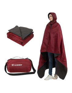 Manta con Capucha C-LIGHT 200x150cm Impermeable Rojo Vino