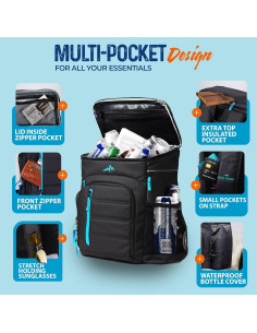 Mochila Cooler Aislada Chillrover 27L Azul - 44 Latas 2