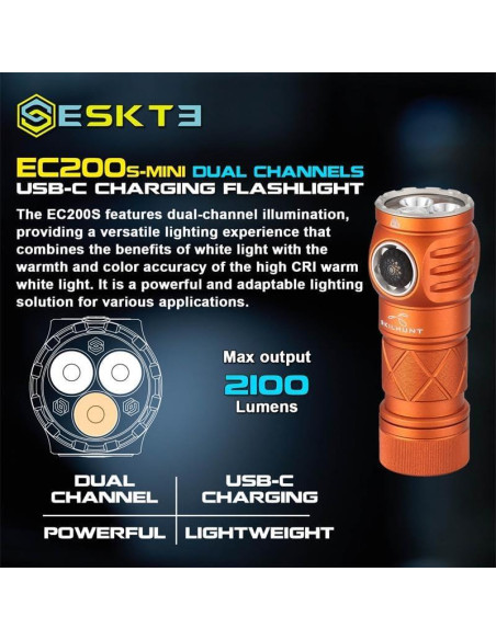 Linterna EDC SKILHUNT EC200S-Mini 2100 Lúmenes USB-C Compacta Linterna EDC SKILHUNT EC200S-Mini 2100 Lúmenes USB-C Compacta