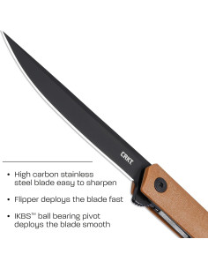 Cuchillo Plegable CRKT CEO Marrón Desierto EDC 3.35" AUS 8 2