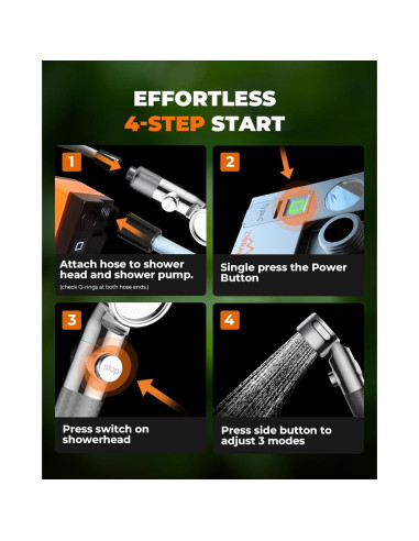 Ducha Portátil ZIBRALEX RC-04 Compacta IPX7 3 Modos