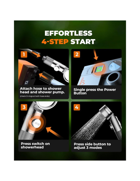 Ducha Portátil ZIBRALEX RC-04 Compacta IPX7 3 Modos