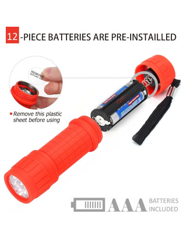 Juego de 4 Linternas LED FASTPRO 9 LED 30 Lúmenes con Baterías