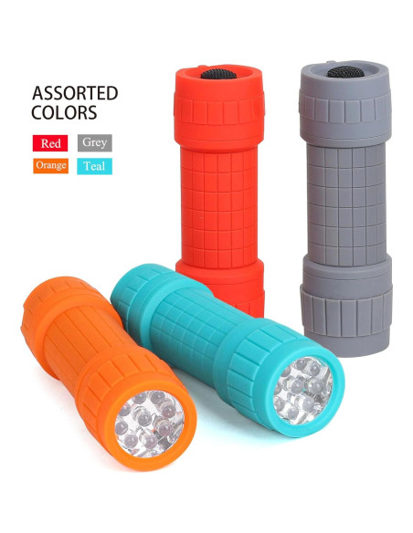 Juego de 4 Linternas LED FASTPRO 9 LED 30 Lúmenes con Baterías