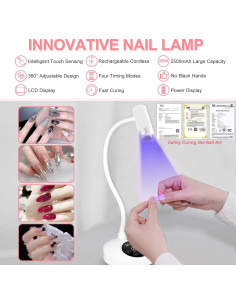 Lámpara UV LED para Uñas Gel X Inalámbrica 12W Blanca 2