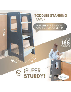 Taburete de Cocina para Niños KYWAI Ajustable Antivuelco 2