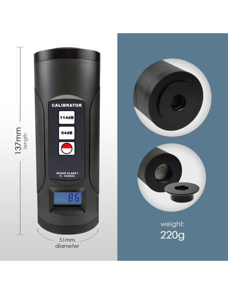 Calibrador de Nivel de Sonido JuviPerpric 94dB 114dB Pantalla LCD
