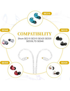 Cable de Reemplazo MMCX Auhsuxo 1.2m con Micrófono para Auriculares 2