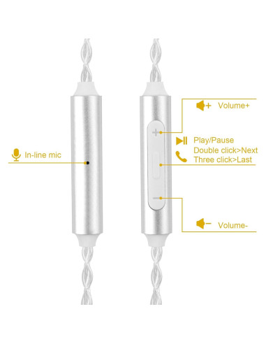 Cable de Reemplazo MMCX Auhsuxo 1.2m con Micrófono para Auriculares