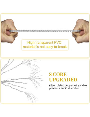 Cable de Reemplazo MMCX Auhsuxo 1.2m con Micrófono para Auriculares