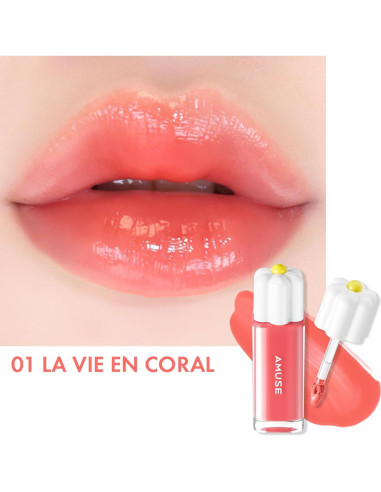 Tinte Labial Amuse Seoul 01 La Vie en Coral 35% Hidratante