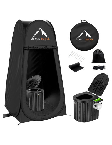 Inodoro Portátil BlackTerra para Camping - Set XL con Carpa