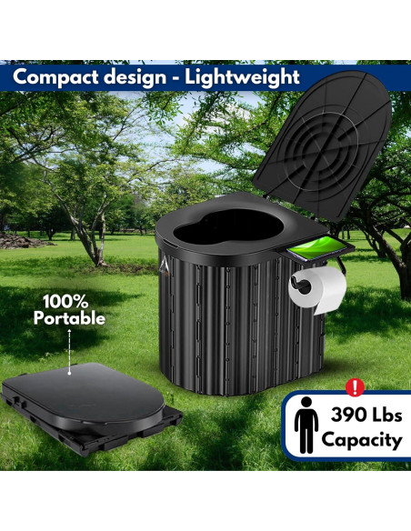 Inodoro Portátil BlackTerra para Camping - Set XL con Carpa