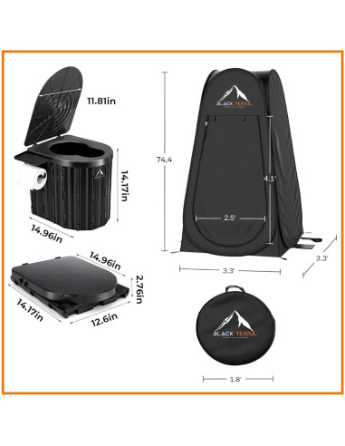 Inodoro Portátil BlackTerra para Camping - Set XL con Carpa