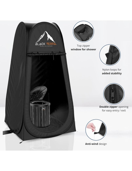 Inodoro Portátil BlackTerra para Camping - Set XL con Carpa