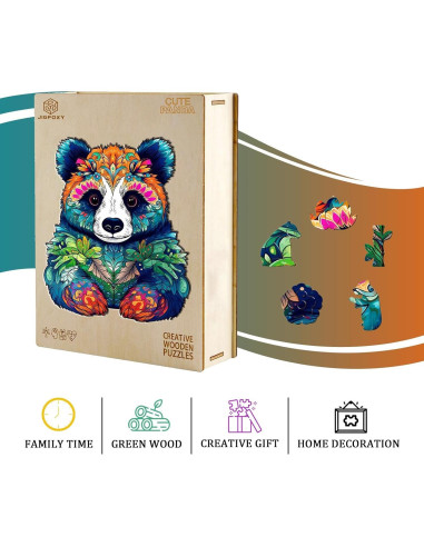 Rompecabezas de Madera Panda Jigfoxy 100 Piezas 18x18cm