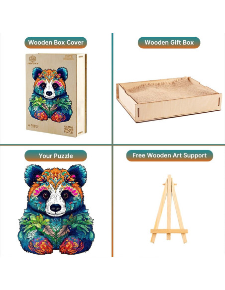 Rompecabezas de Madera Panda Jigfoxy 100 Piezas 18x18cm