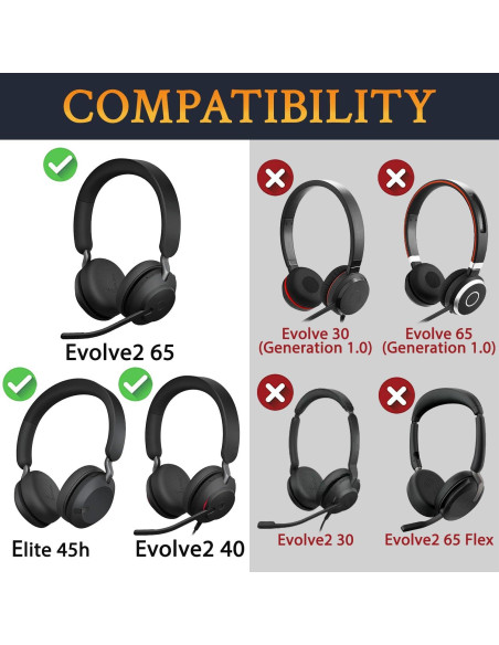 Almohadillas de Gel Refrigerante SOULWIT para Jabra Evolve2 65/40 - Negro