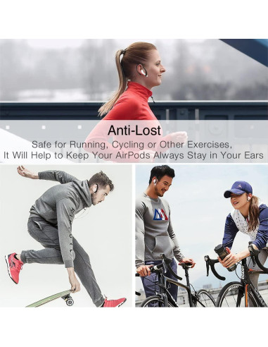Ganchos Antideslizantes para AirPods - Compatibles con Modelos 1-4 y Pro - Negro