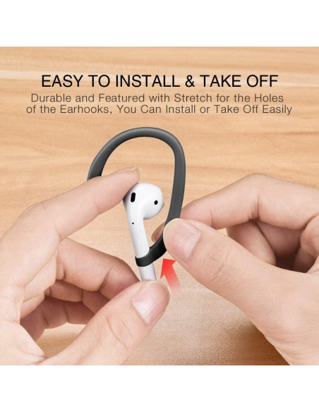 Ganchos Antideslizantes para AirPods - Compatibles con Modelos 1-4 y Pro - Negro