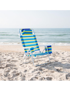 Silla de Playa Plegable Caribbean Joe 5 Posiciones Rayas Bold 2